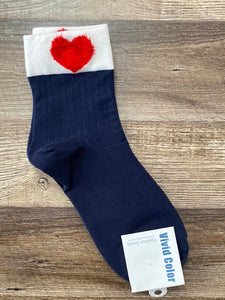 Navy Heart Socks