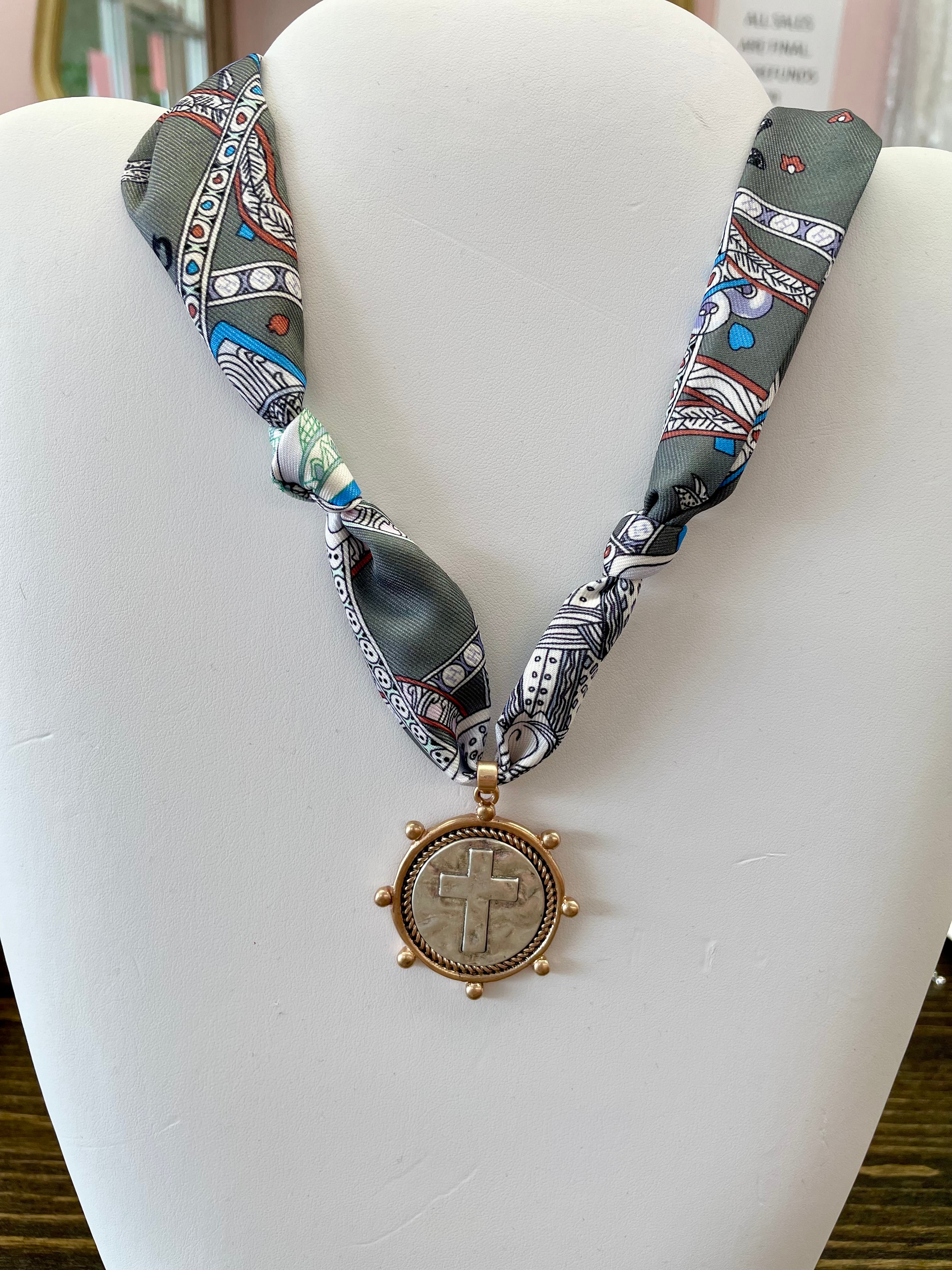 Gray Cross Coin Scarf