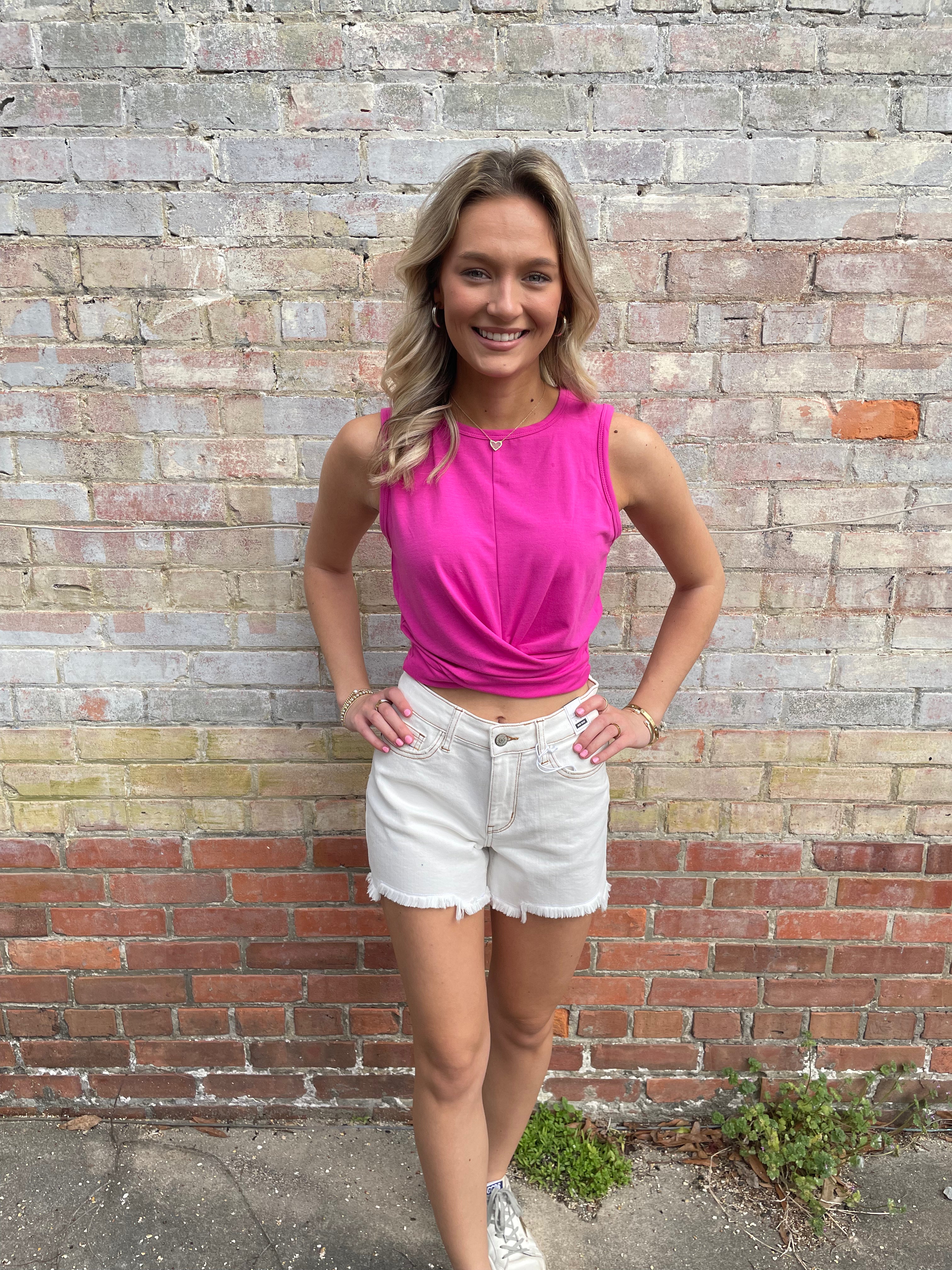 Judy Blue White Shorts Pink Willow Boutique